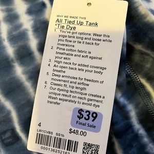 All tied up tank top tie-dye lululemon size 4